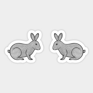 Rabbits in Love - cute and cool animal design on white Sticker